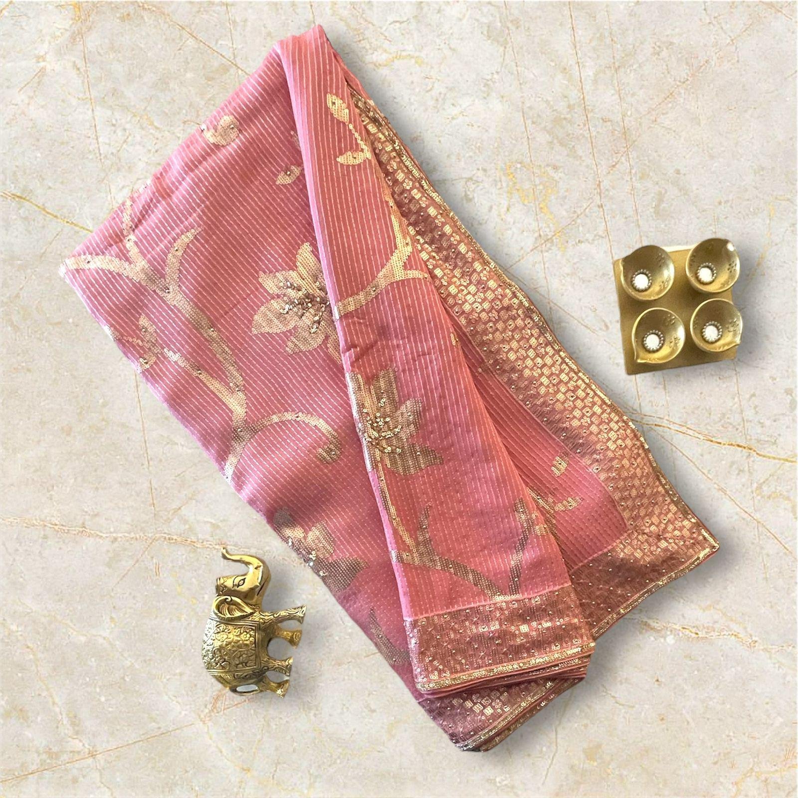 GEORGETTE SIQUENCE PARTY WEAR SAREE