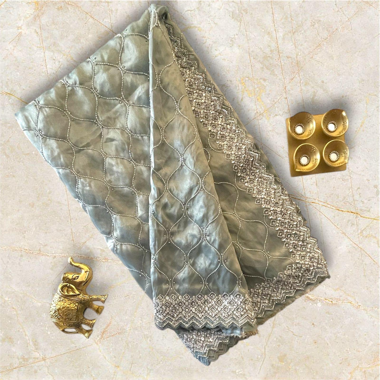 Organza stone work party wear saree