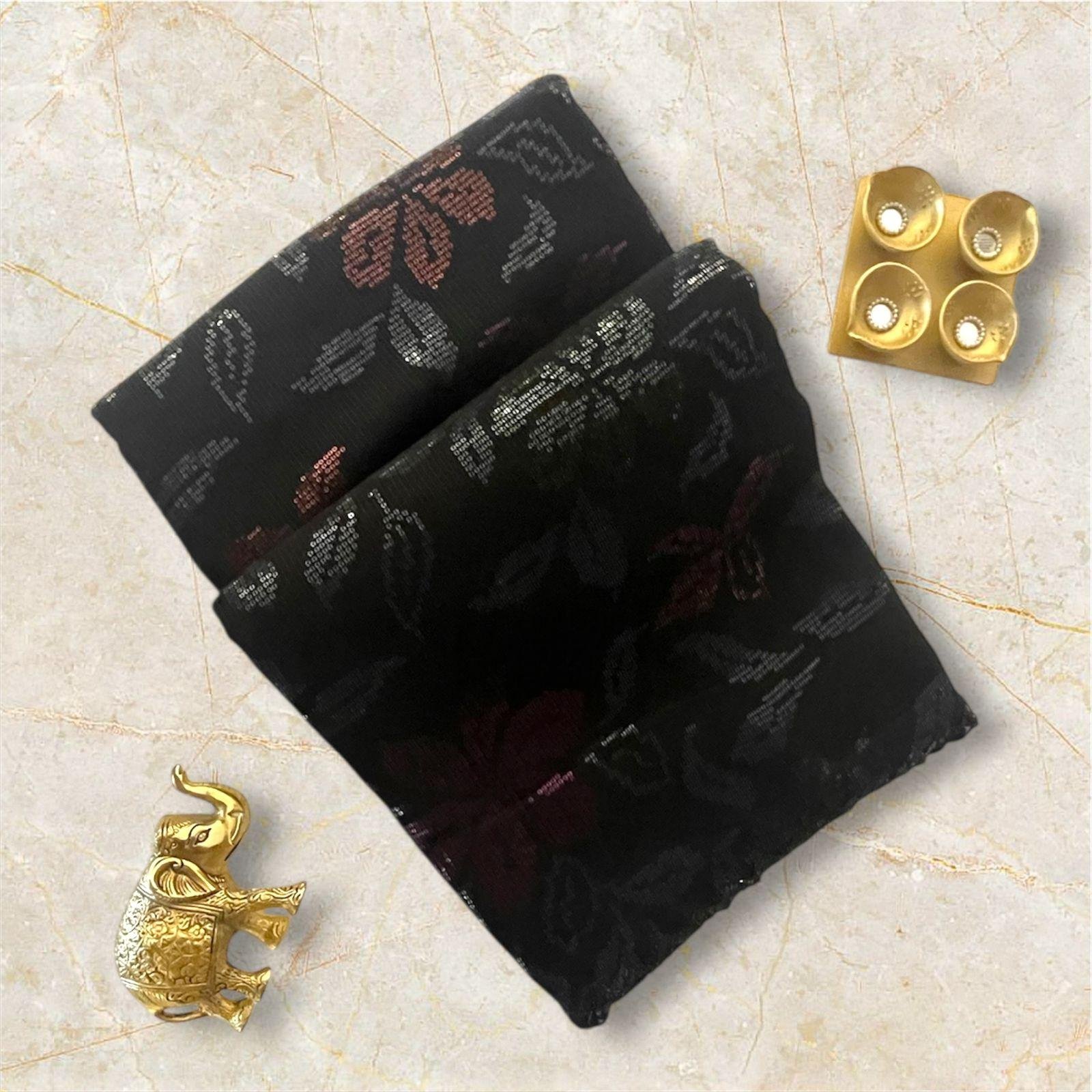 black party wear siquence work saree