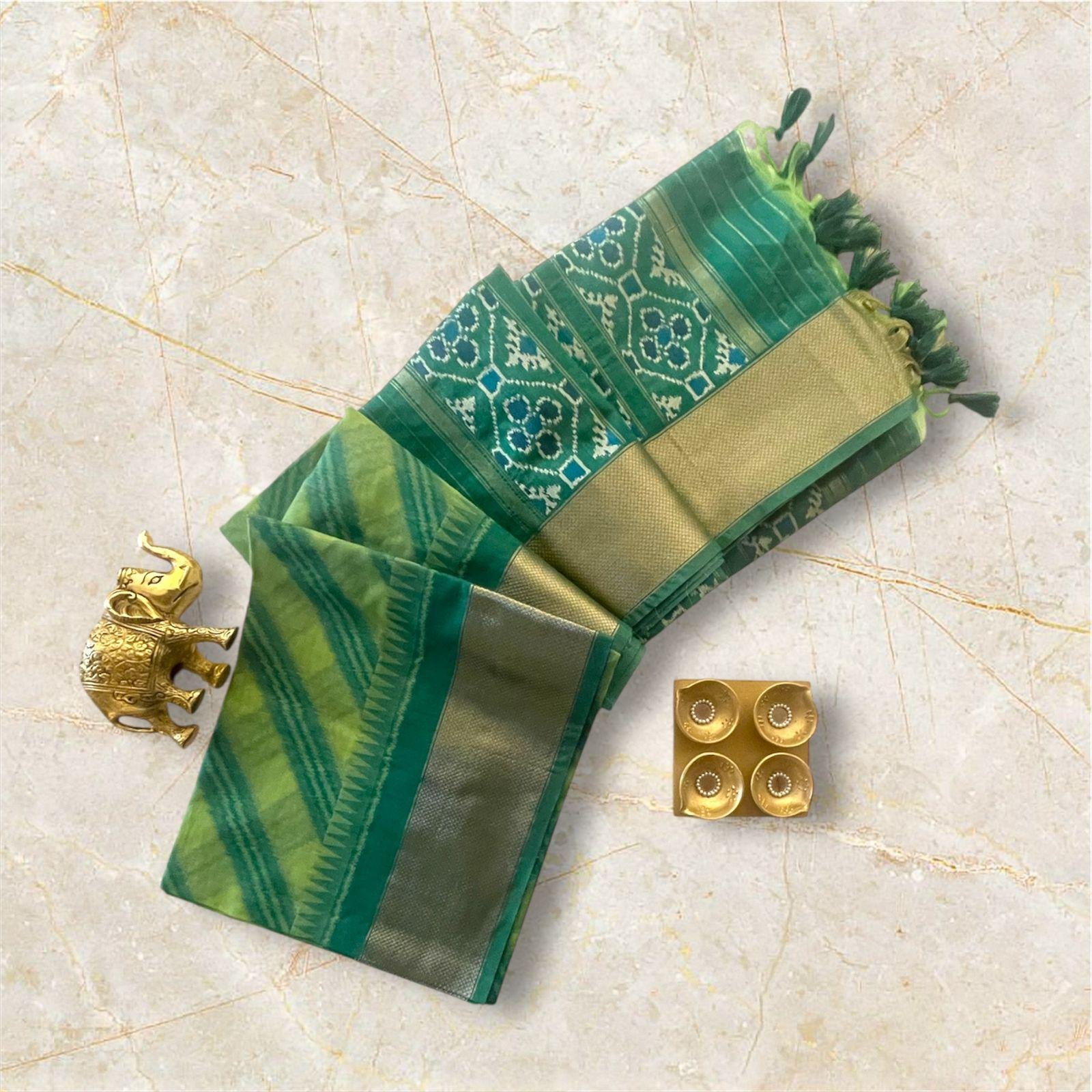 GREEN HANDLOOM SILK SAREE