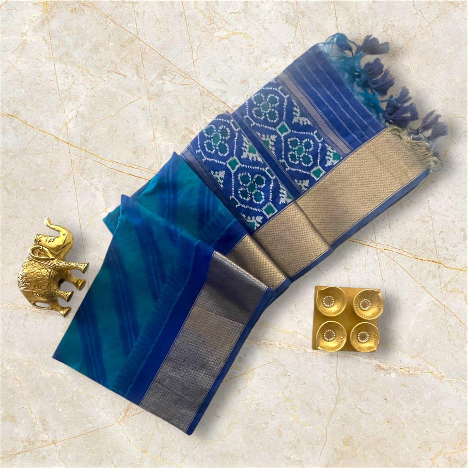 BLUE HANDLOOM SILK SAREE