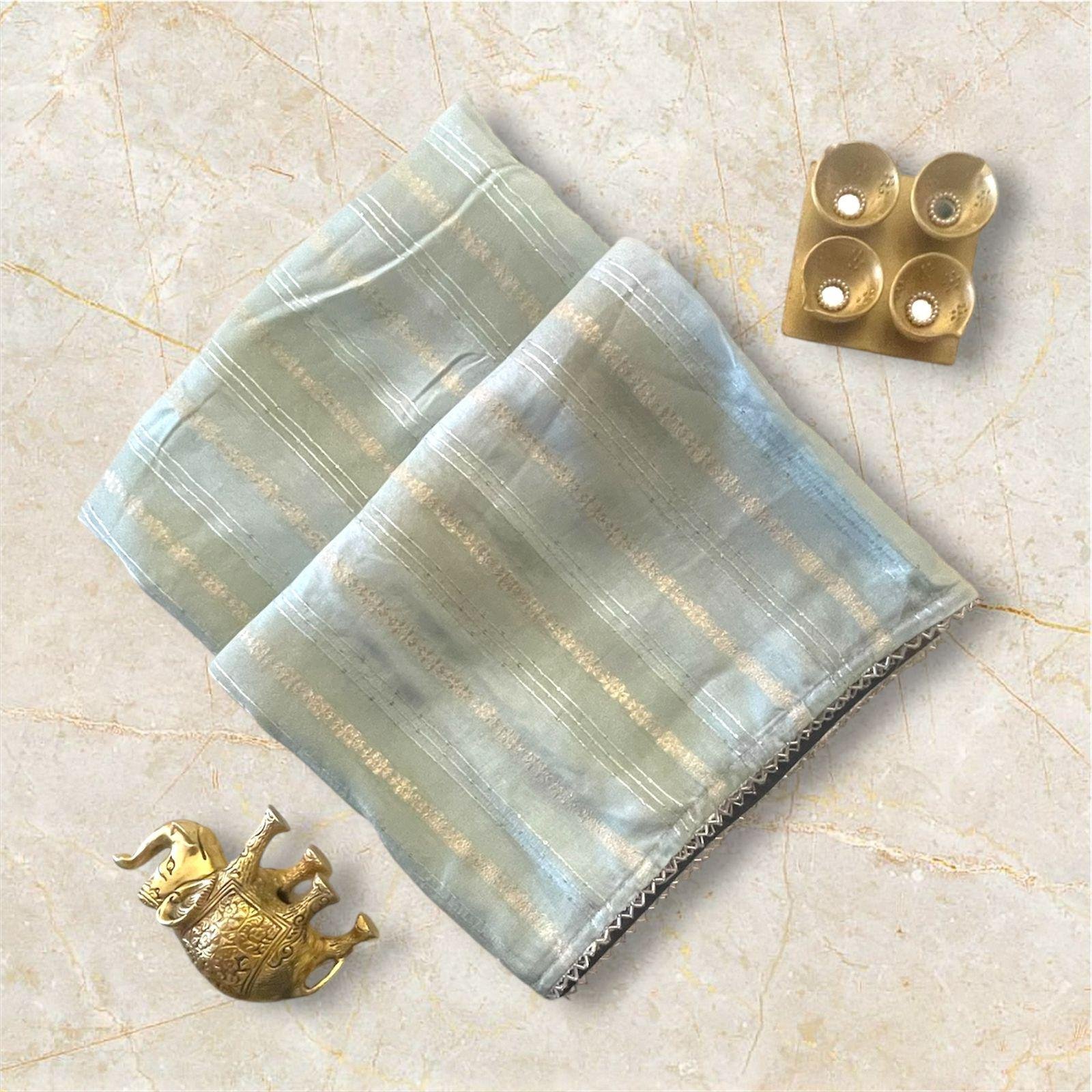 POWDER BLUE MUNGA SILK SAREE