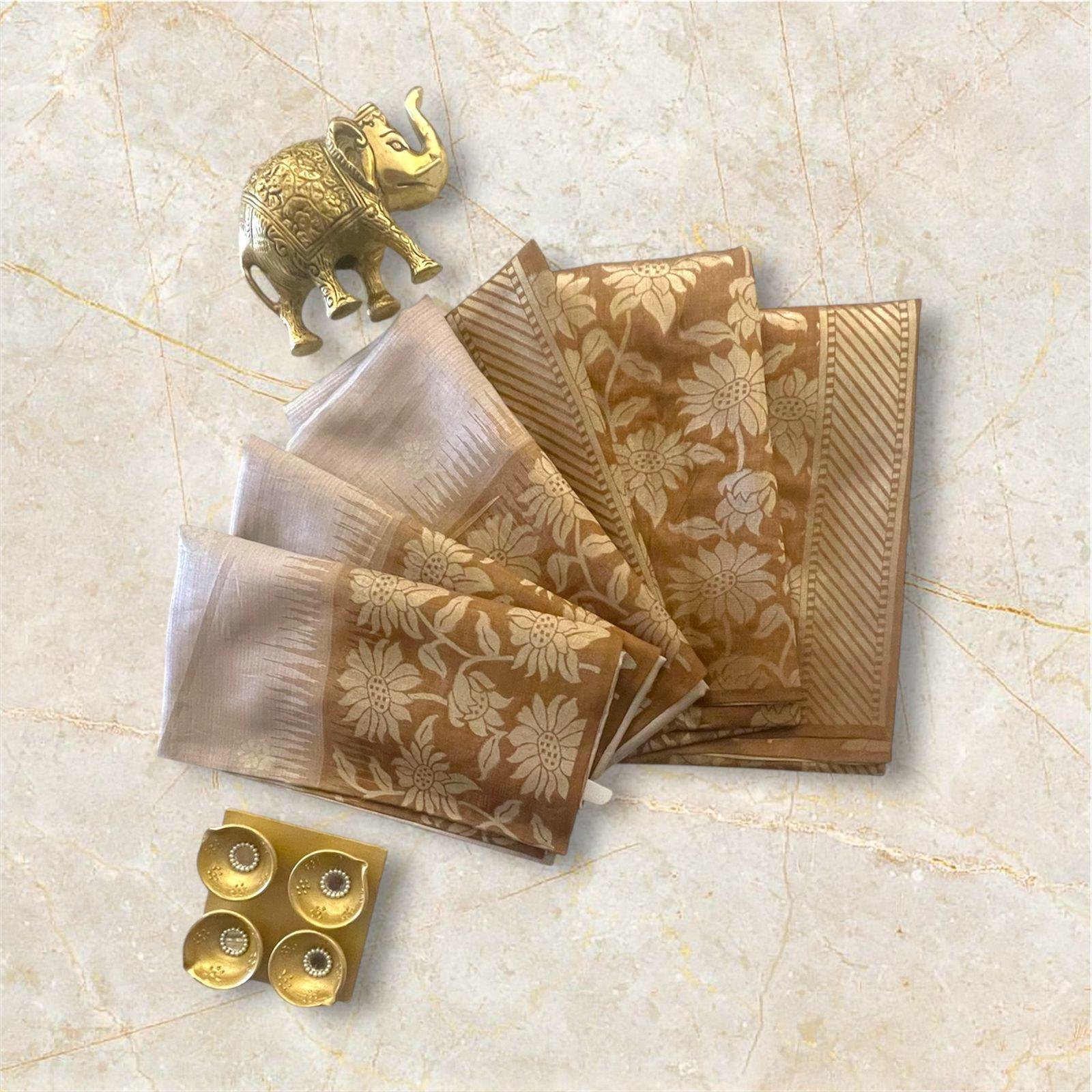 DOLA SILK CREAM WITH GOLD BORDER SAREE