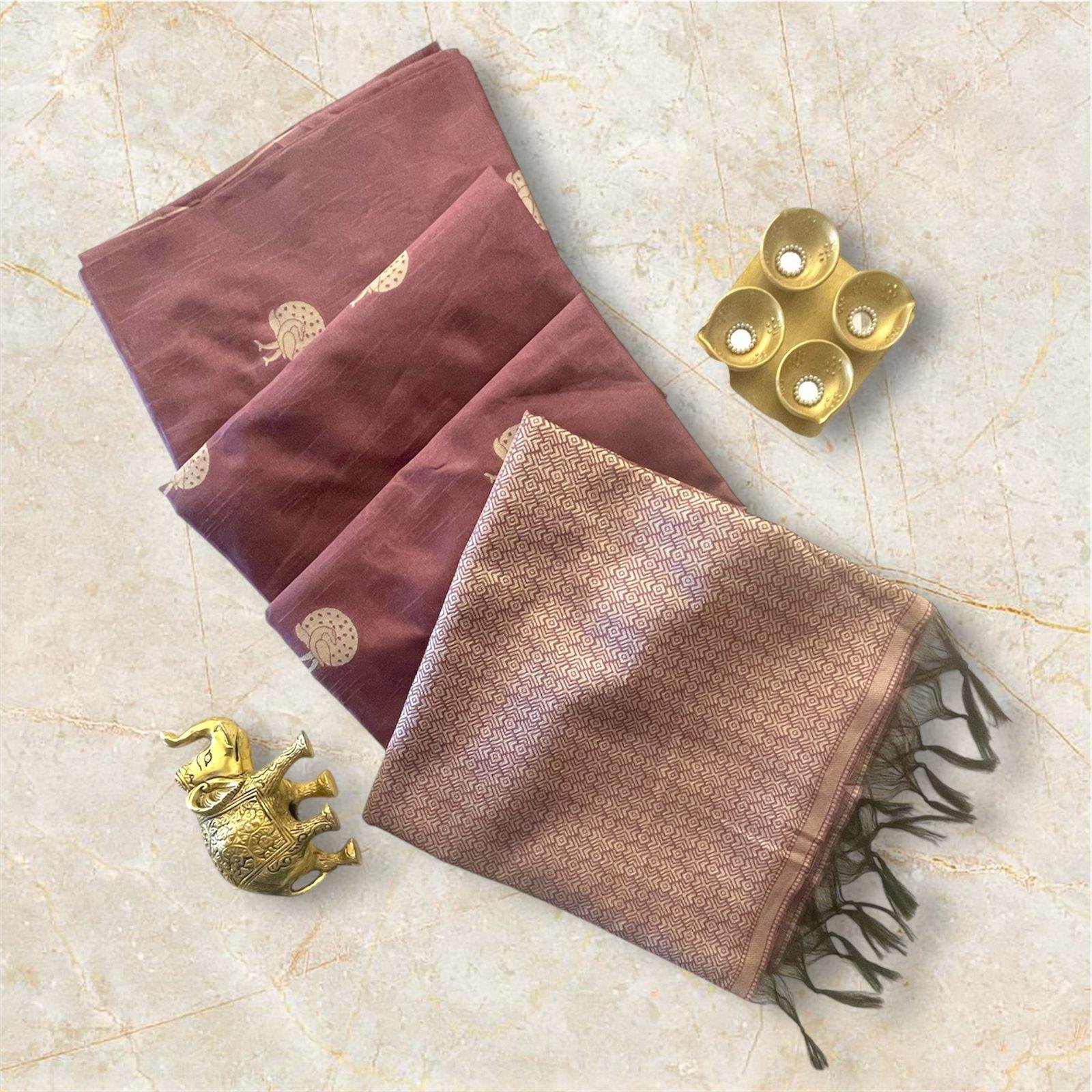 Mauve Pink Jacquard Silk Saree