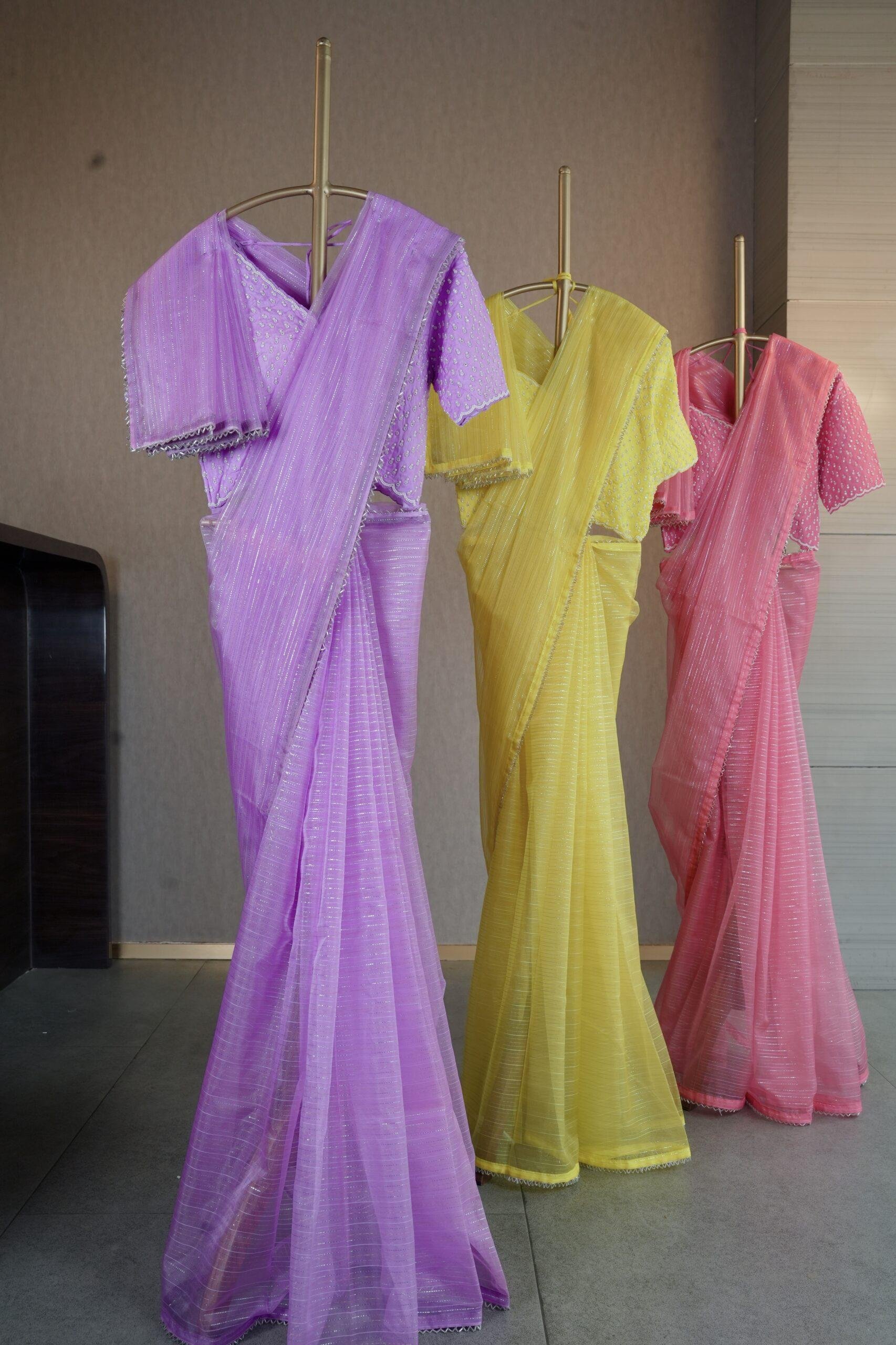 ORGANZA PARTY WEAR SAREE WITH READY MADE BLOUSE