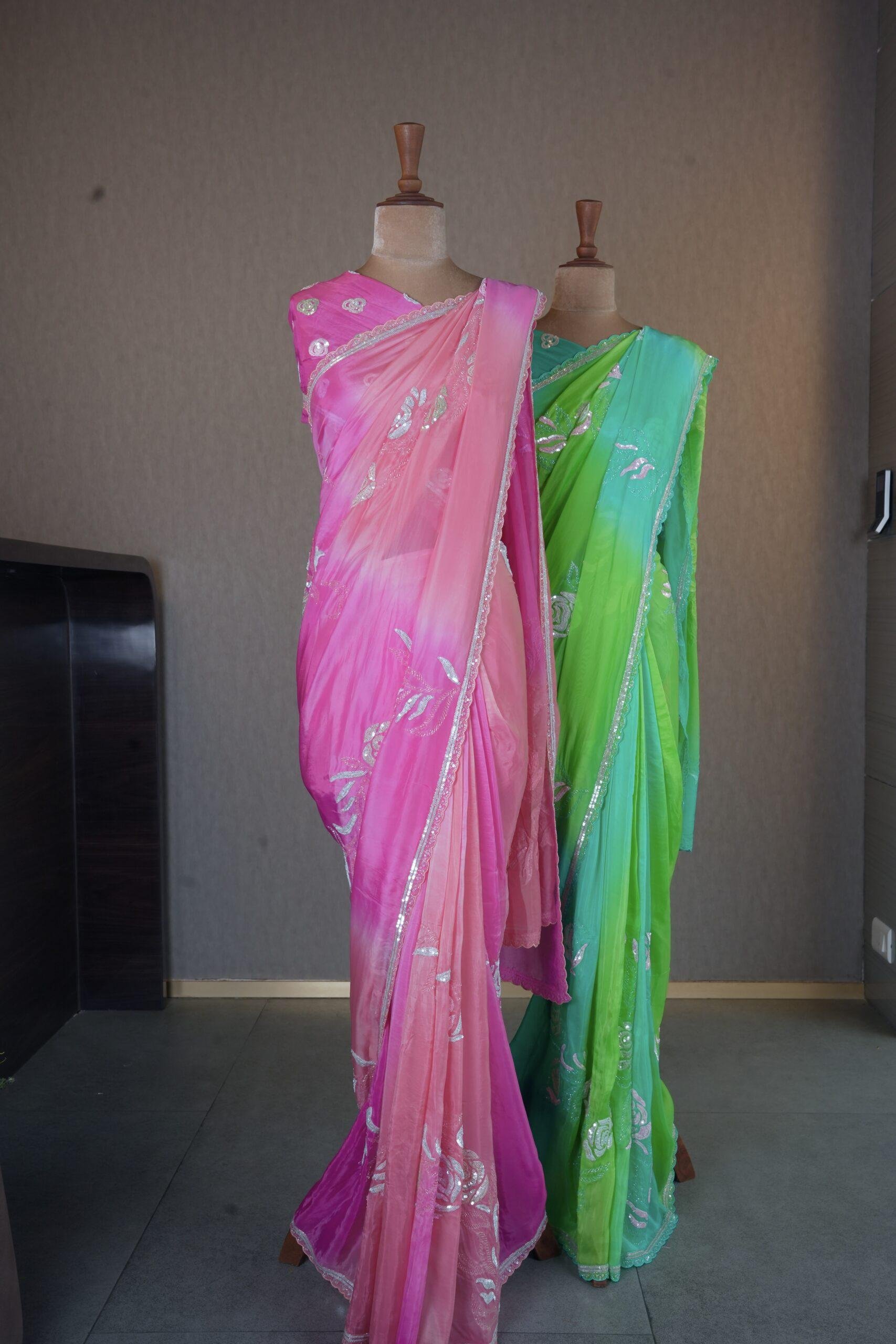 TIE & DYE PARTY WEAR SAREE WITH FANCY WORK
