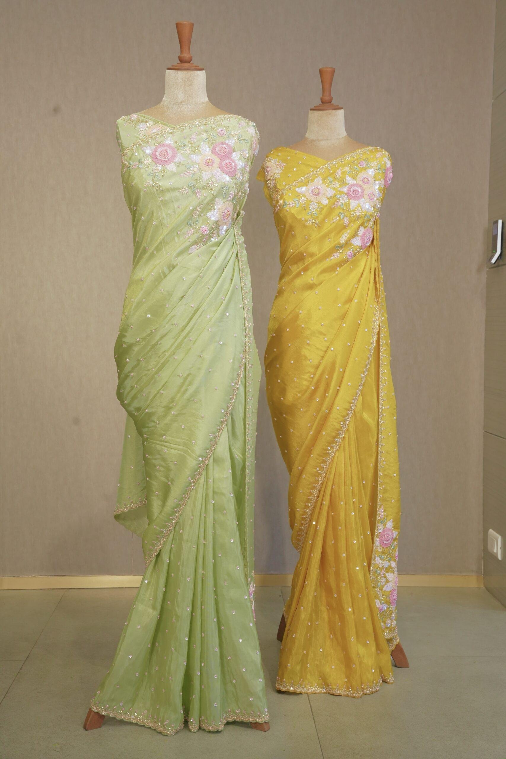 TISSUE SILK SAREE WITH FANCY WORK