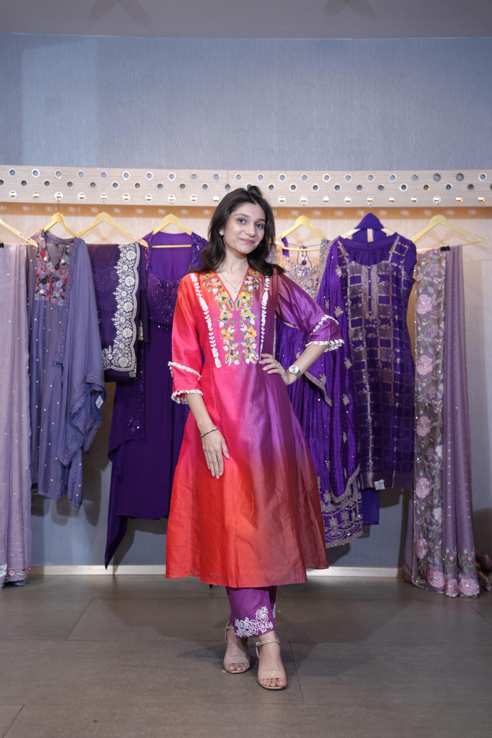 PARTY WEAR OMDER DYE KURTI SET