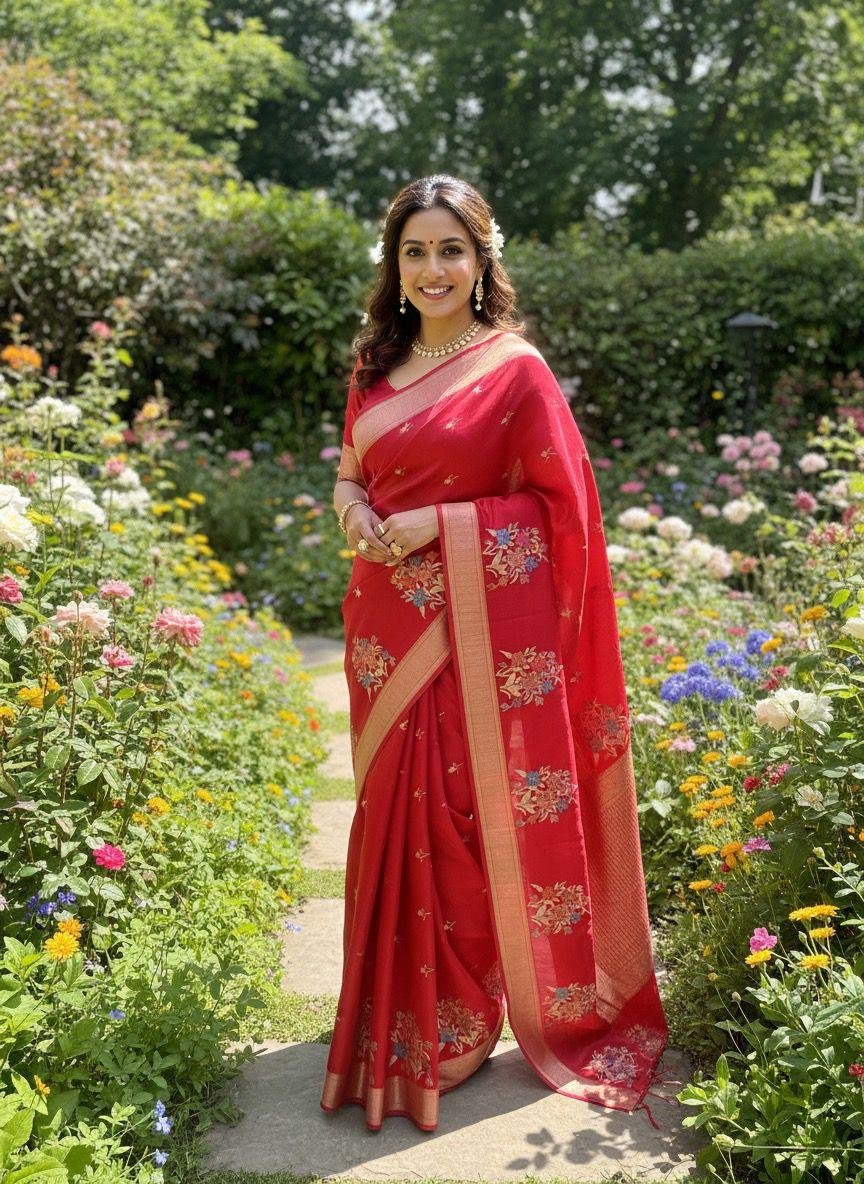 RED MYSORE KOTA  saree