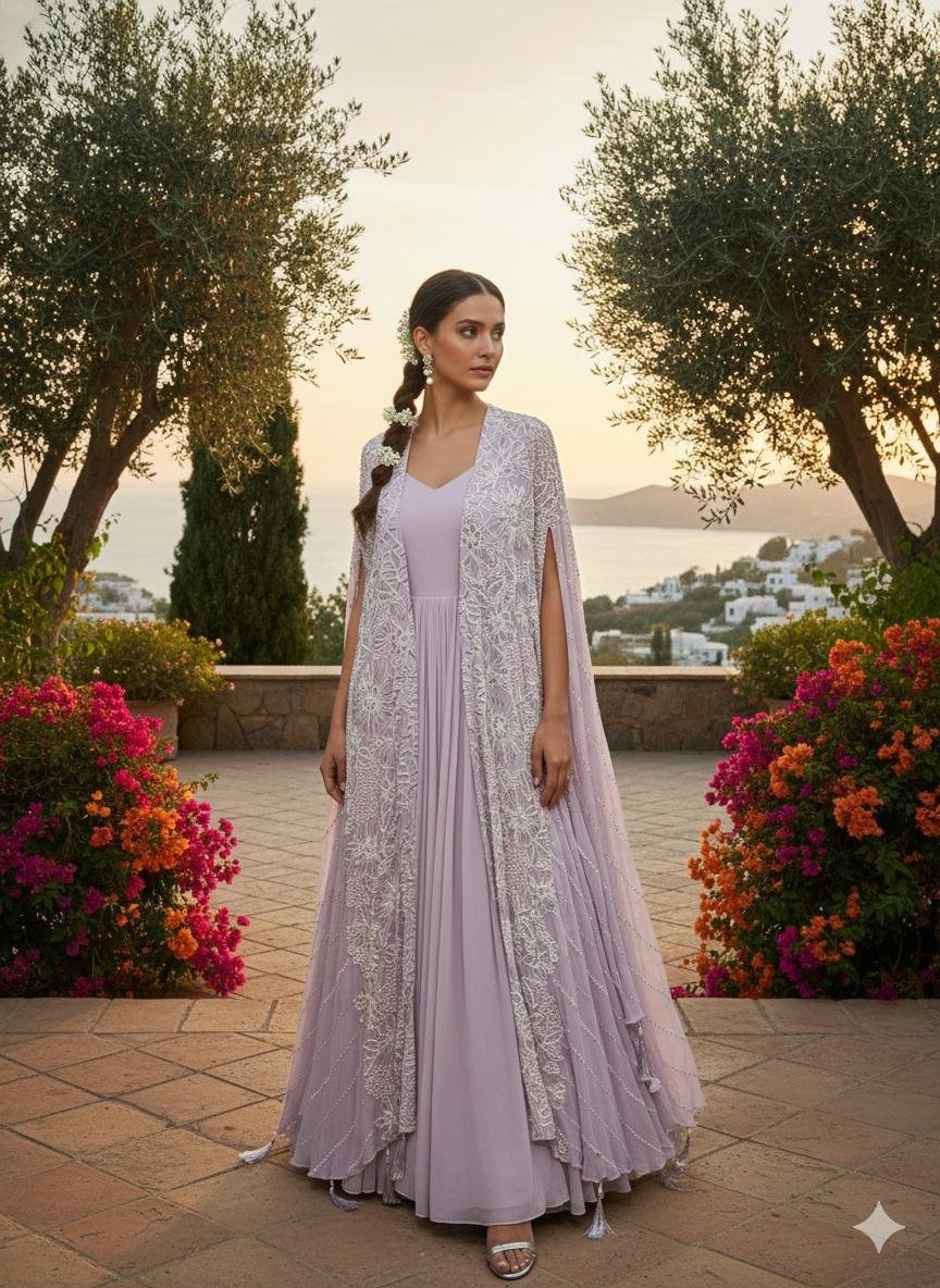 party wear lavender gown
