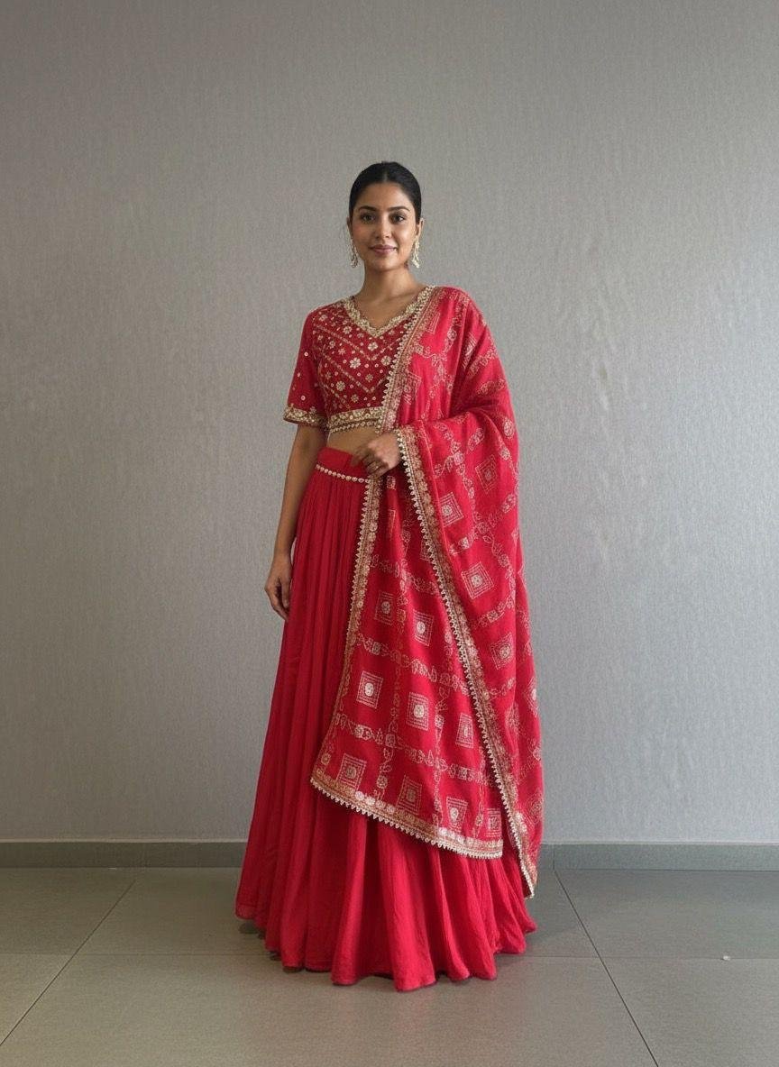 red lehenga choli set