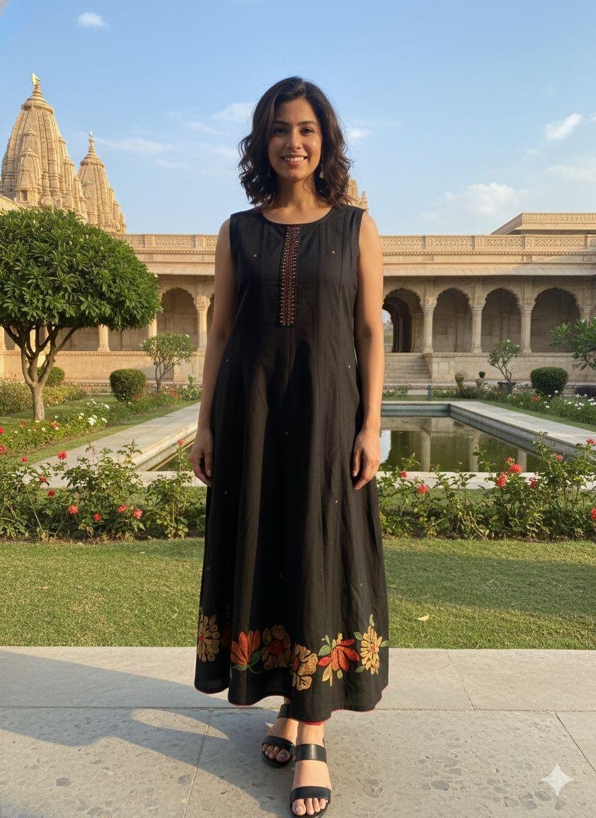 black A-line tunic SET