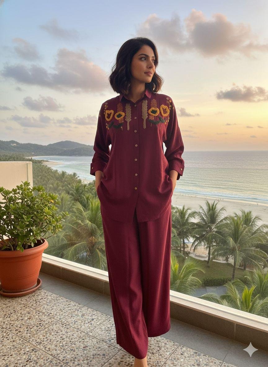 maroon co-ord set