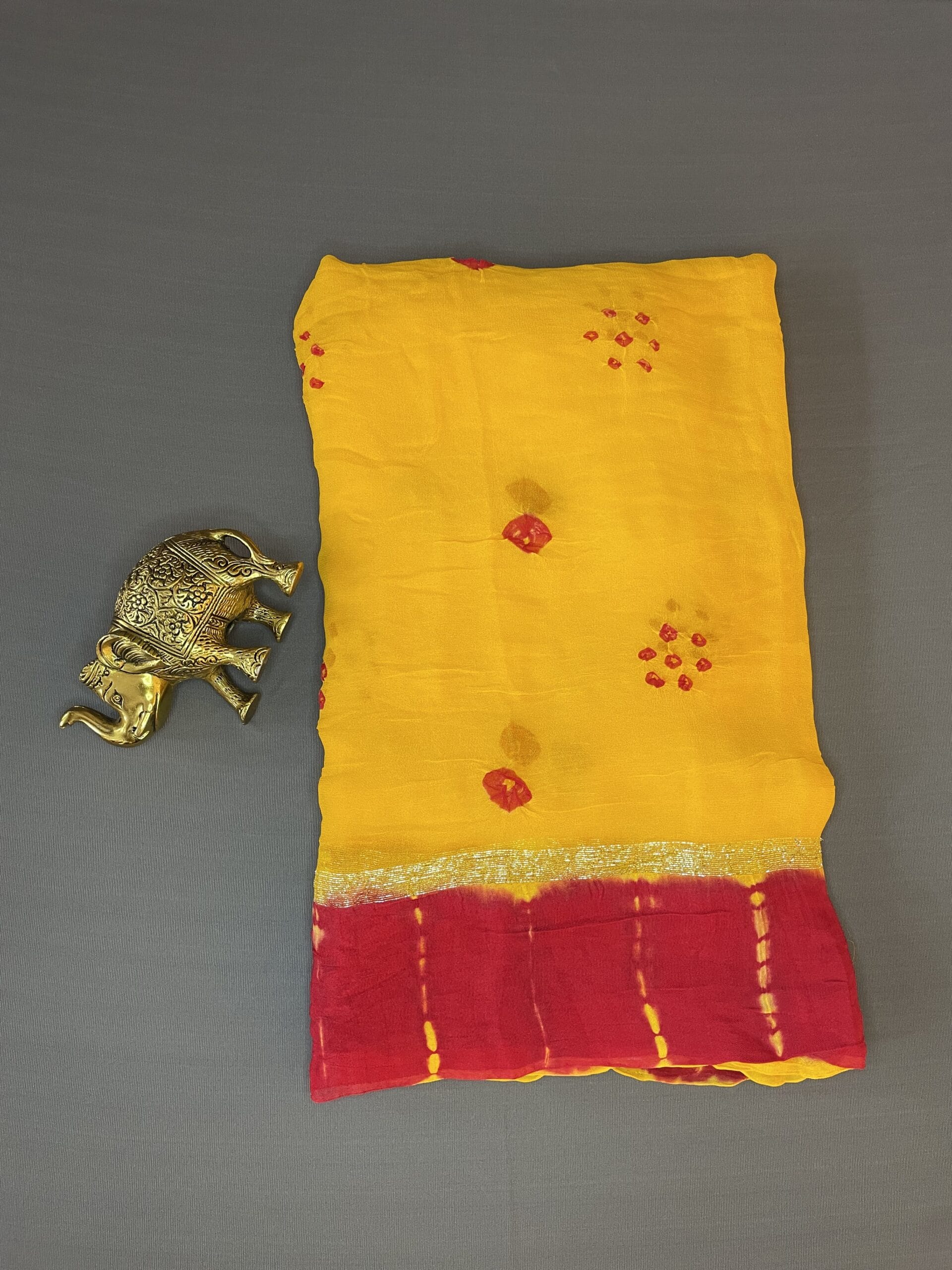 Mustard Bandhej Patola Silk Saree