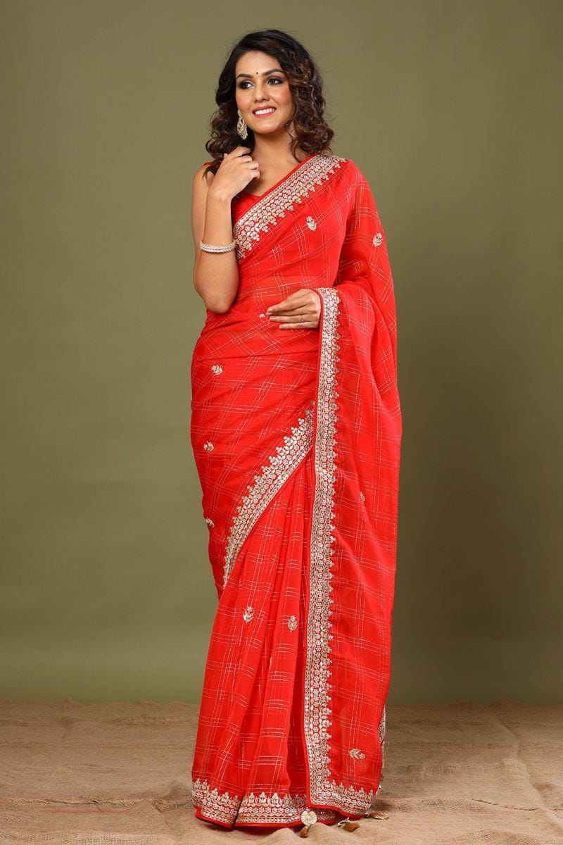 Buy Red Georgette Saree online at Best Prices in India – Joshindia