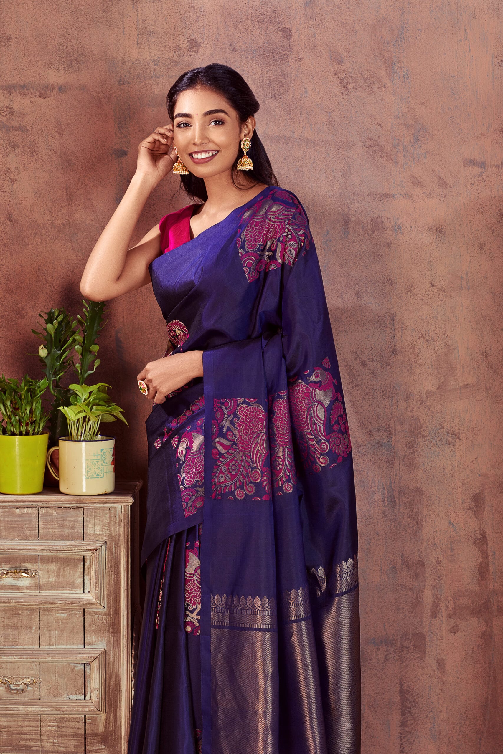 Ink Blue Bridal Silk Saree